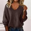 Women's Fashionable Casual Knitted Top Loose-Fit Solid-Colour Long-Sleeved Jumper