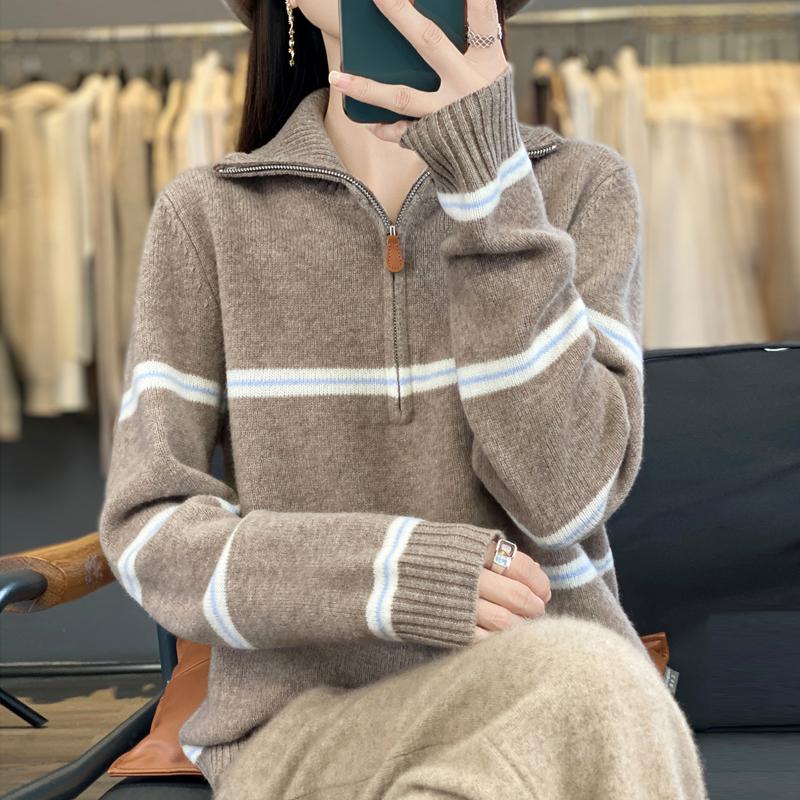 Women Sweater 100% Wool MODERN NEW SAGA Turtleneck Knit Pullover Turn-down Collar Thick Winter Jumpers Female Knit Tops