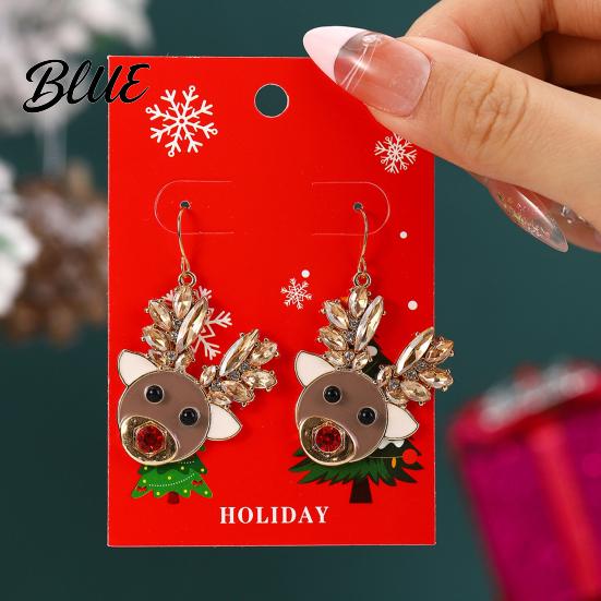 Hanging Earrings 1 Pair Women Christmas Tree Elk Santa Bell