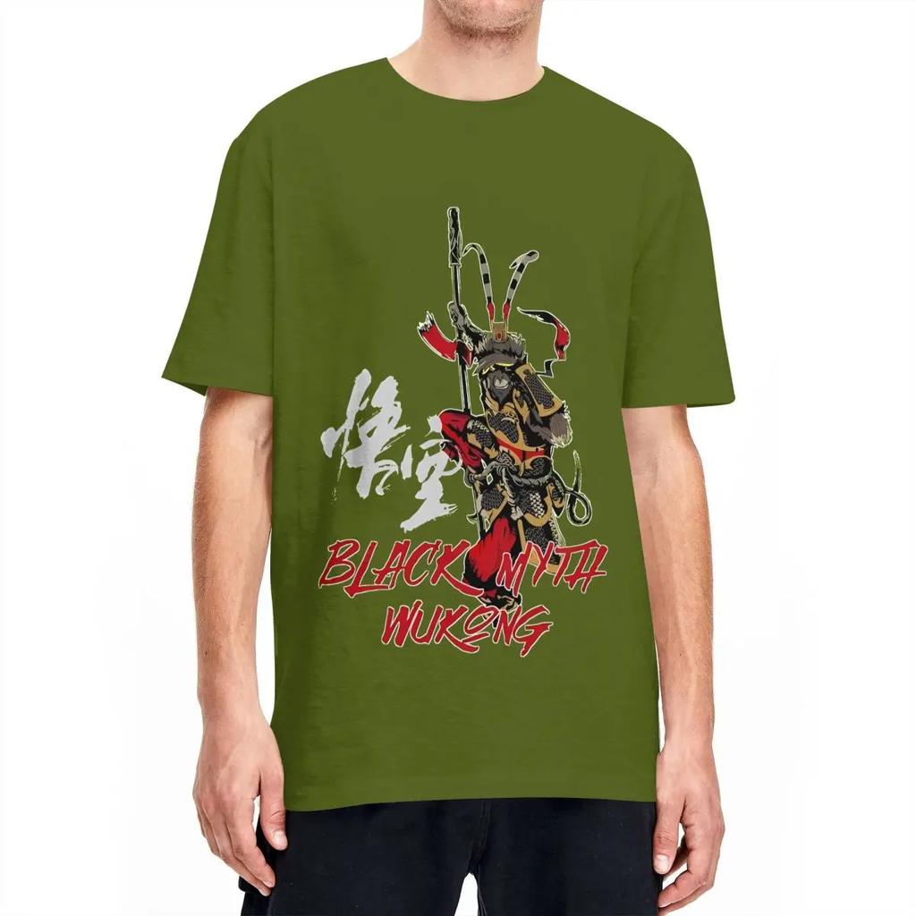 Black Myth Wukong Monkey King (6) T-Shirt Hip Hop T Shirts Short Sleeve Y2K Basic Tops Summer Cotton O-Neck Oversize Clothes