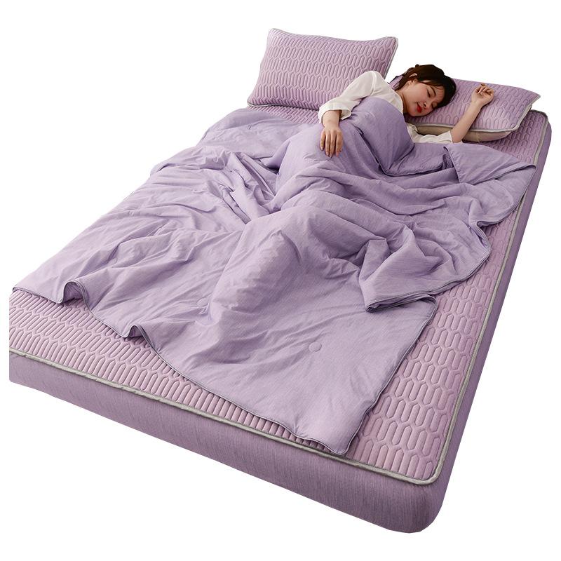 New Pure Color Ice Silk Summer Quilt Four-Piece Latex Bed Cover Cool Silk Air Conditioning Quilt Summer Cool Quilt