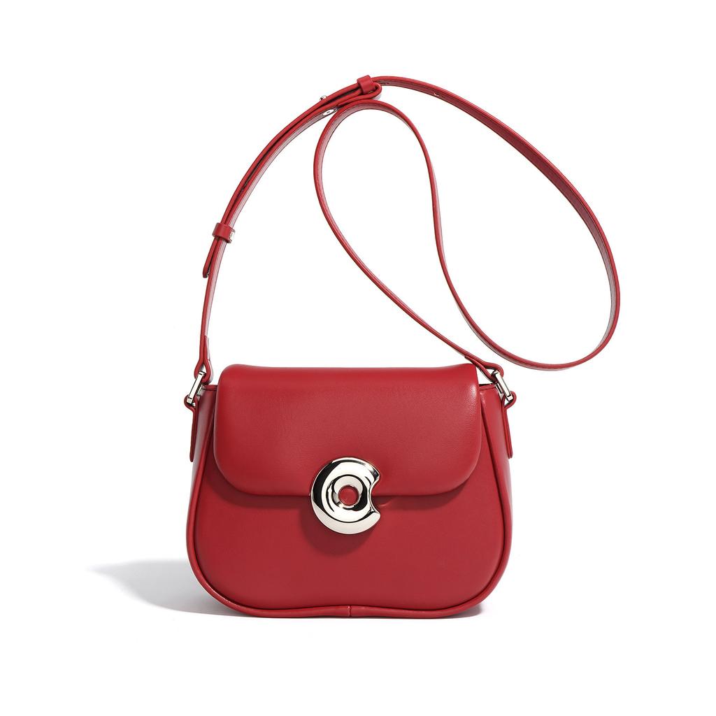Genuine leather saddle women's bag, niche high-quality single shoulder women's bag, versatile mobile phe crossbody bag