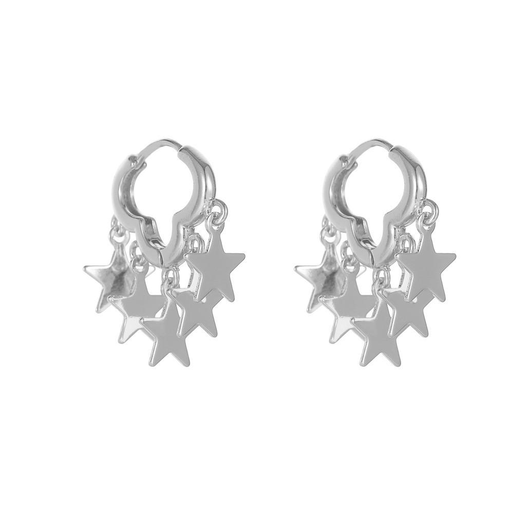 Chic Irregular Star Shaped Earrings Stylish Versatile Jewelry In Silver For Women SilverD