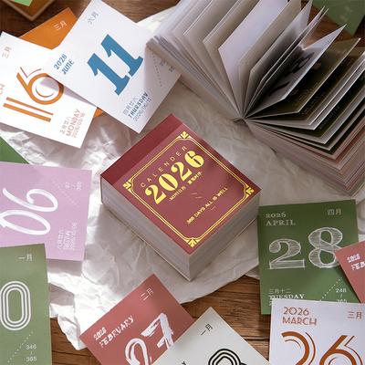 2026 Mini kalendář Denní plánovač 365 dní Odtrhávací kalendář Pro kancelář Školu Domov Stolní organizér Zápisník Dárek Pro studenty