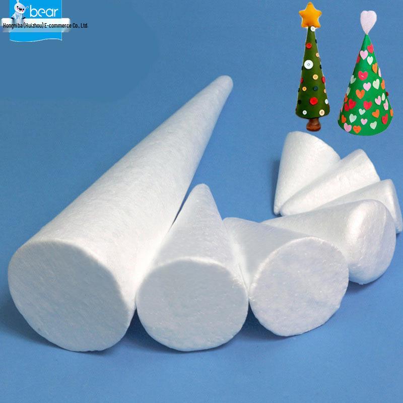 

Handmade DIY White Foam Cone for Christmas Tree Modeling Foam Cone (6cm H x 4.5cm Base D)