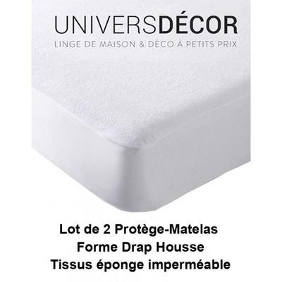 Set of 2 Waterproof, Absorbent and Anti-mite Mattress Protectors 160 X 200 Cm