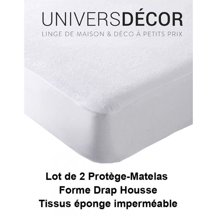 Lot de 2 Protèges matelas imperméable, absorbant et anti-acariens 160 x 200 cm