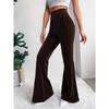 Ladies, High Waisted, Corduroy, Flared Pants, Solid Color, Casual Pants, Wide Leg Pants, Long Pants