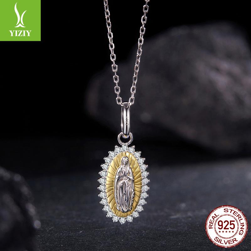 S925 Sterling Silver Virgin Mary Pendant Jewelry Accessories Cross-Border Fashion Mother Diy Beads