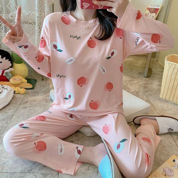 Set Pijama Dama Desen Animat - Cămașă cu Mânecă Lungă și Pantaloni, Haine de Casă pentru Studente Mignone pentru Primăvară și Toamnă