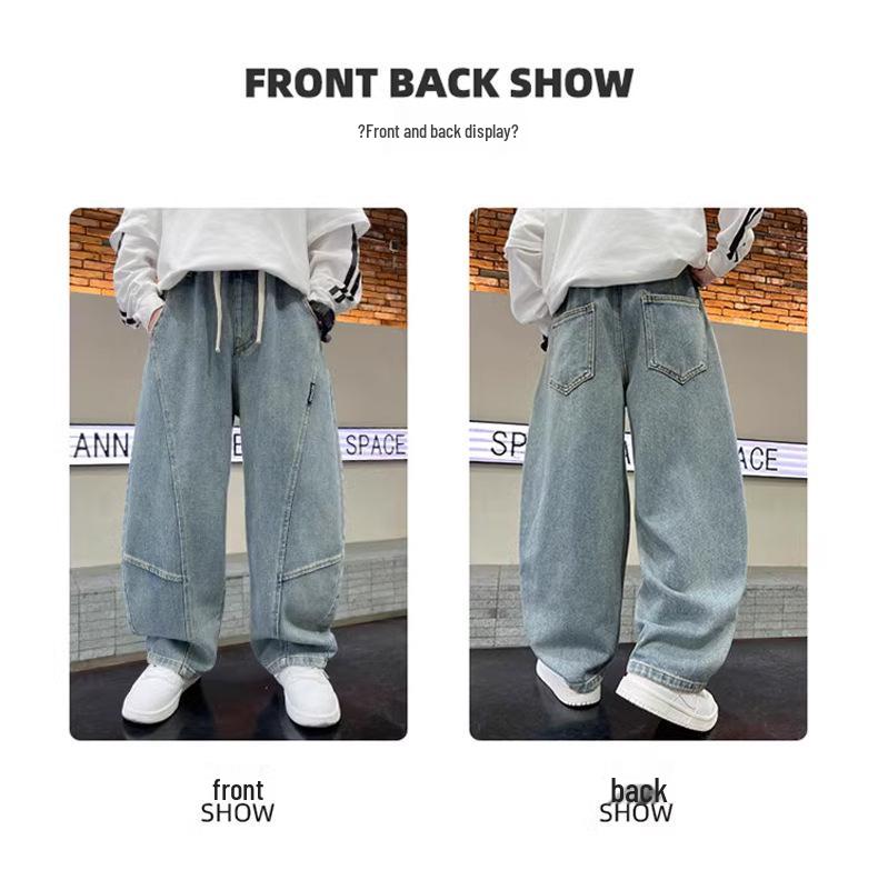Kids' Straight Soft Jeans - Spring/Autumn Wide Leg Casual Pants