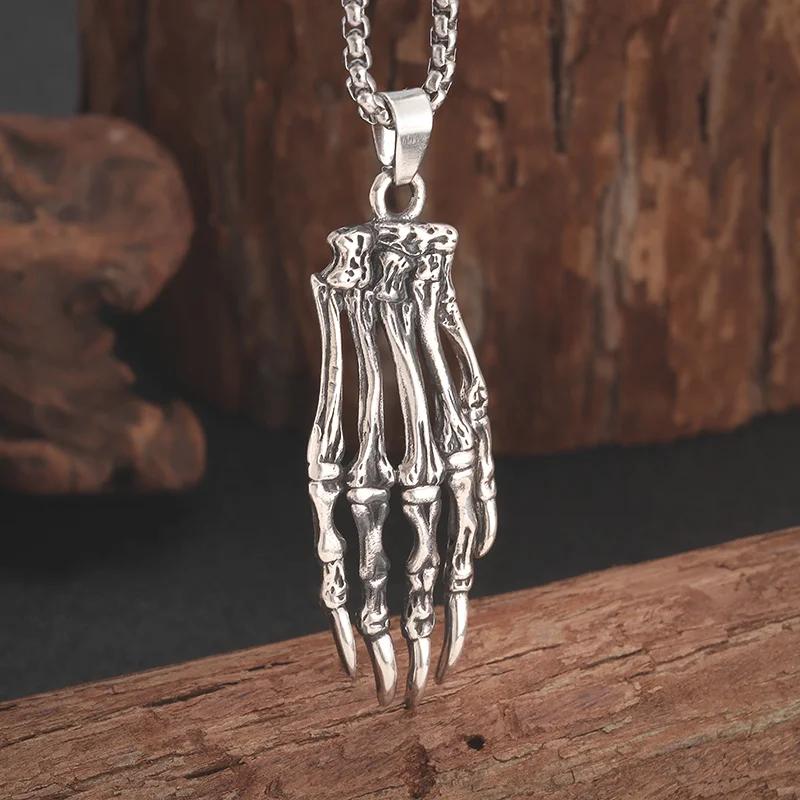 Vintage Gothic Hell Reaper Scythe Pendant Mystical Demon Necklace for Men Personality Punk Halloween Trend Jewelry