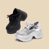 Fashion Versatile Two-wear Daddy Shoes for Women 2025 New Summer Platform Heightened Cut-out Breathable Silver Casual Shoes