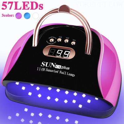 Lampă de uscător cu gel acrilic cu 57 LED-uri UV LED Lampă pentru uscător de unghii cu senzor inteligent Mod de căldură scăzută Violet Mașină de manichiură pentru arta unghiilor