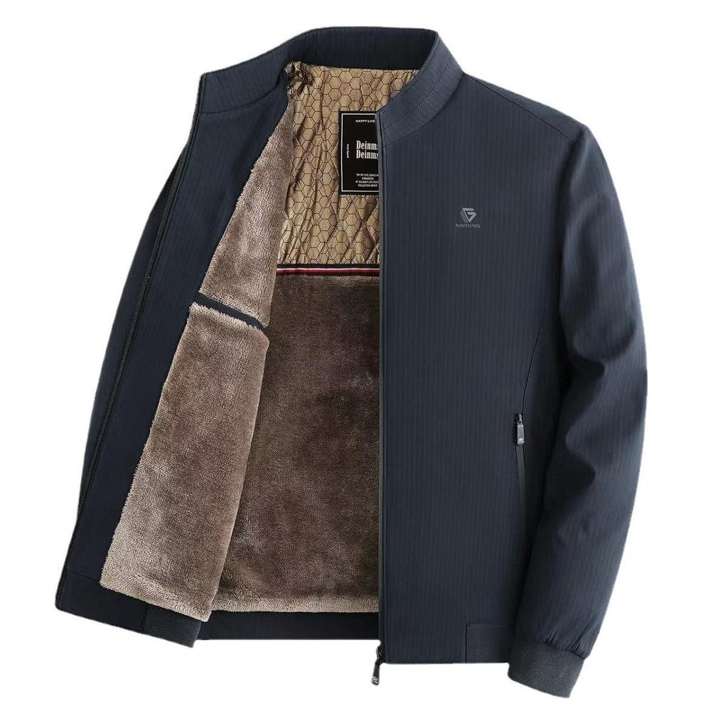 Men's Winter Windproof Warm Casual Jacket Stand Collar Fleece Lined Business Thick Bomber Jackets With Faux Fur Lined Plus Size for Male