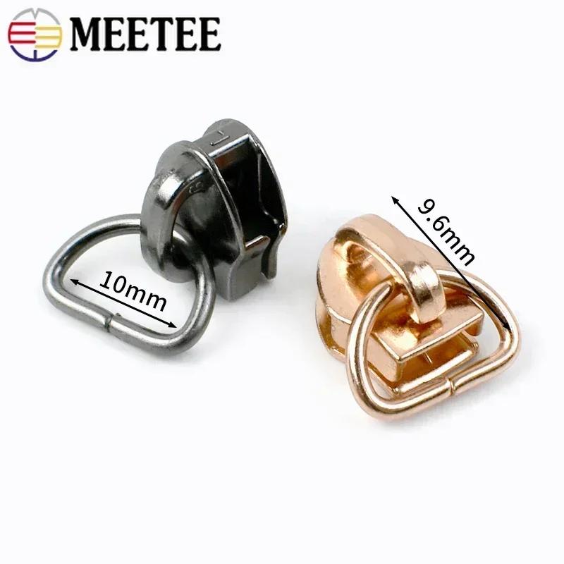 10/20/30Pcs Meetee 5# Zipper Slider for Nylon Zips D Ring Zip Puller Clothes Bag Zippers Head Repair Kit DIY Sewing Accessories