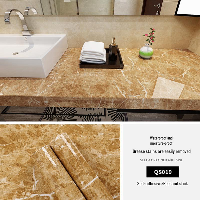 Waterproof, Oil-Proof Marble Self-Adhesive Wallpaper for Bathroom, Kitchen, Living Room, and Toilet Renovation.