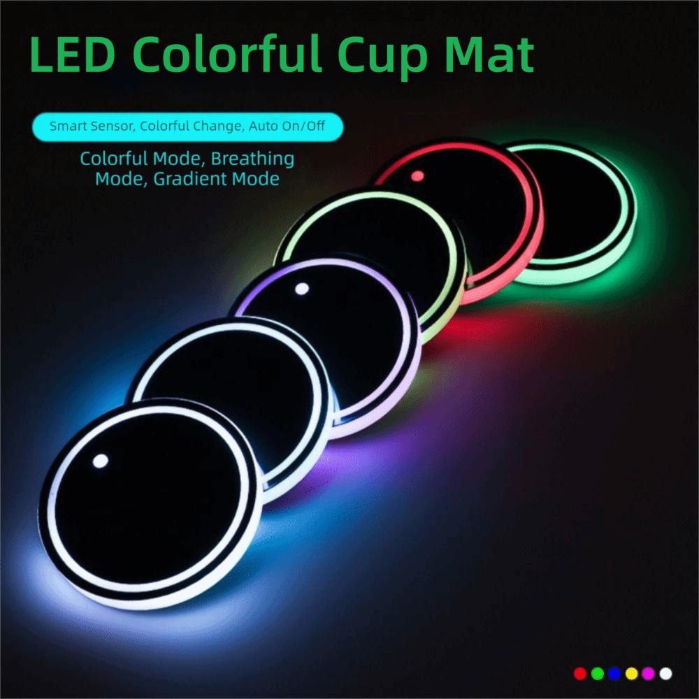 Anti Slip Colorful Cup Holder USB Charging Car Interior Lighting Cup Mats  Auto