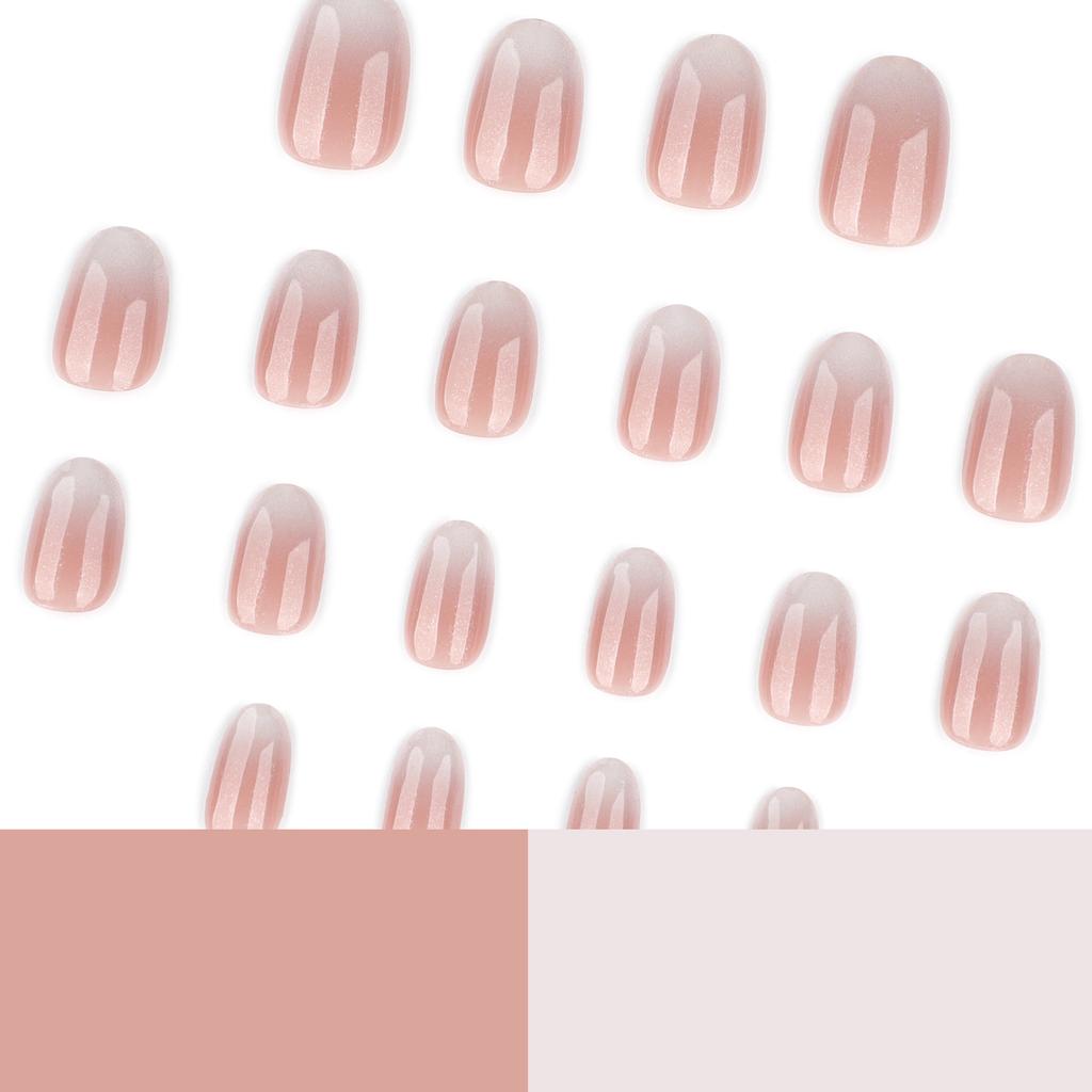 Simples nude branco mudança gradual usando unha peça de unha francesa branca curta redonda arte de unha peça de unha falsa