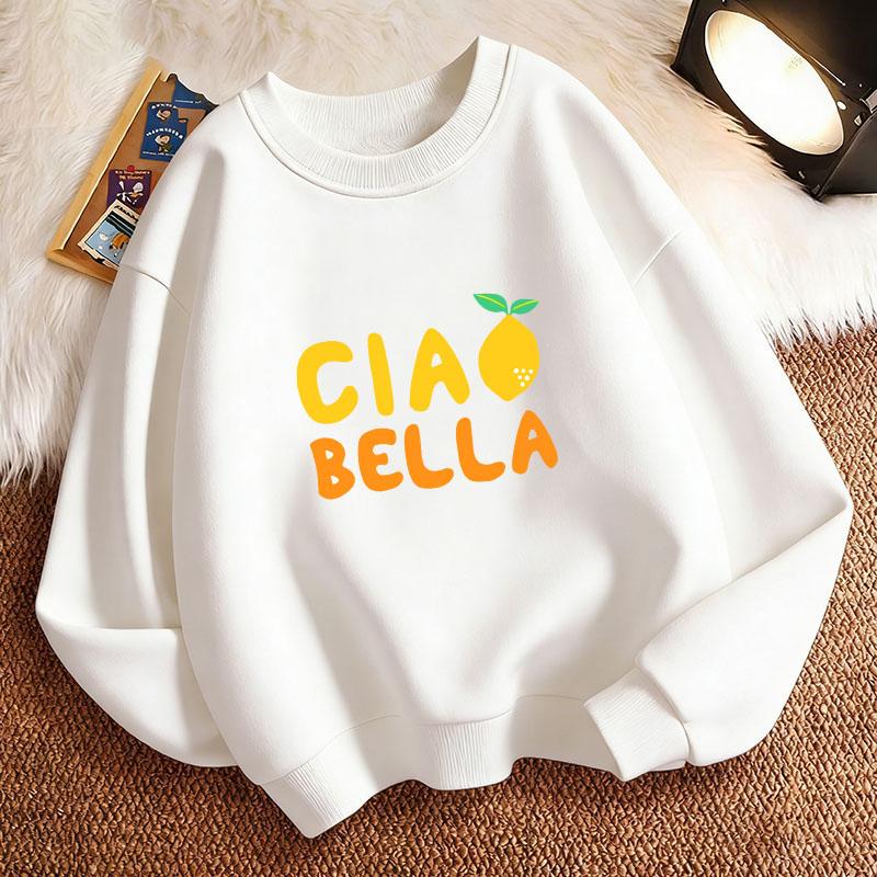 Graphic Ciao Bella Lemon Harajuku Children'S Sweatshirt Pullover Crew Neck Graphic Print Hoodie Boy/Girl Kids Hoody