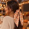 Autumn Theme Hair Ties for Gifts Fall Pumpkin Maple Leaf Tie Women, Bow Knot Ribbon Ponytail Cute Scrunchies Holiday Parties Holder, Soft Fabric