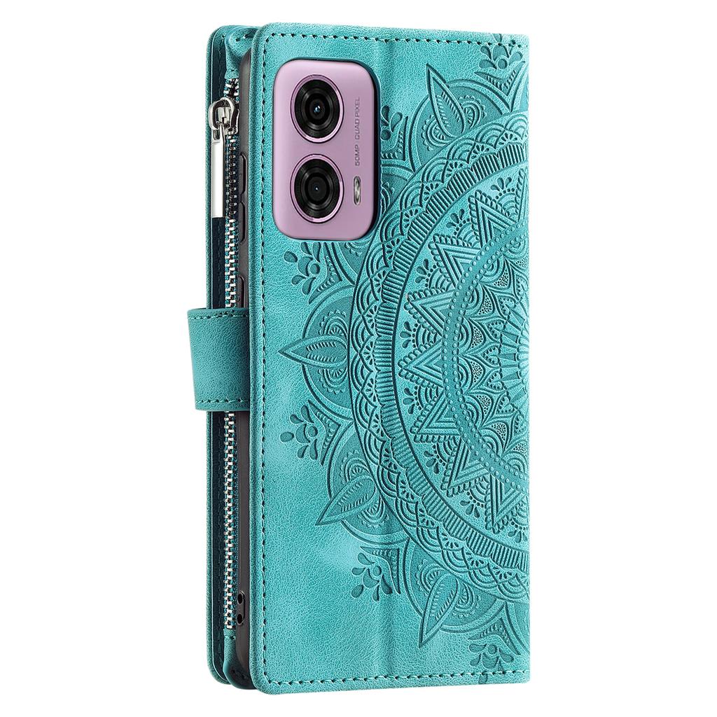 Style 006 For Motorola Edge 50 Fusion 5G Case Mandala Flower PU Leather Zipper Wallet Phone Cover