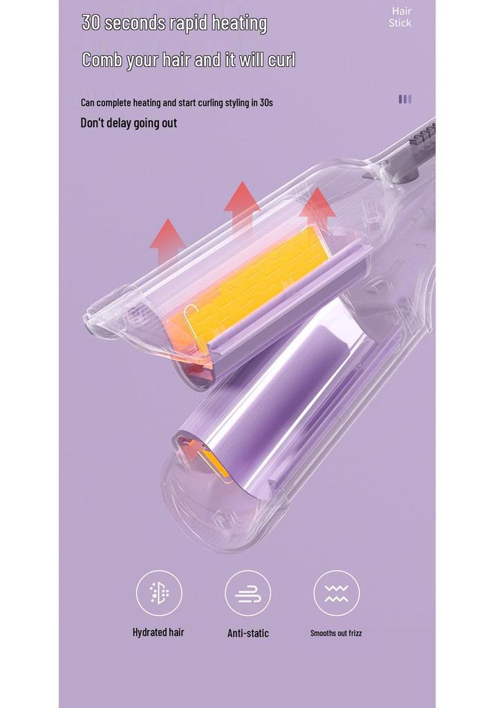Egg Egg Roll Curling Iron 32mm - Water Wave Negative Ion V-Shaped Perm Crimper for Big Wave Hair.