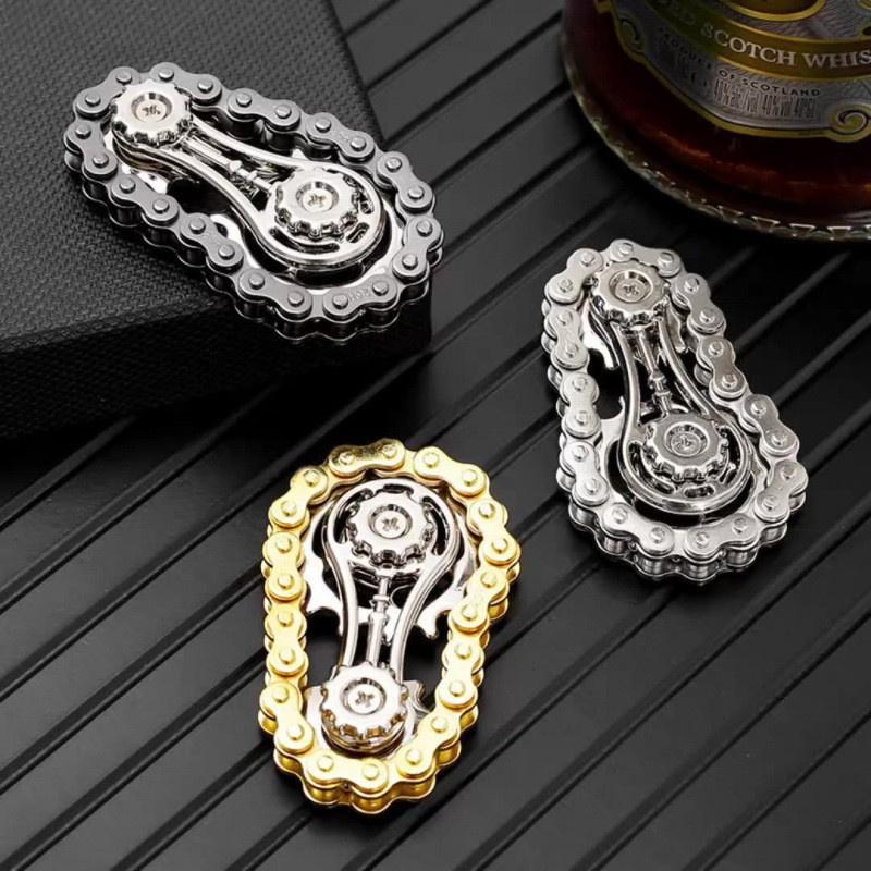 Sprockets Hand Roller Fidget Chain Toys, Metal Dual-Gear Chain Fidget Spinner - Precision Machined Stress Relief Focus Toy