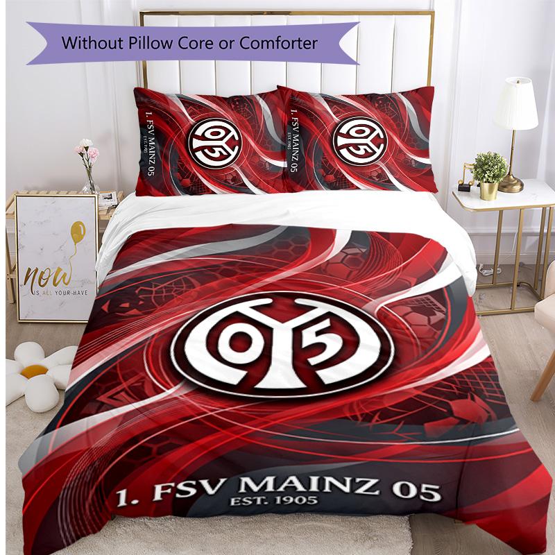 Mainz FC Printed 3PCS Bedding Set Breathable Duvet Cover with Pillowcases Decorative Bed Linen for Bedroom Home