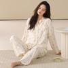 1011 New Pajamas Women's Spring and Autumn Cotton Long Sleeve Fashion Simple Autumn and Winter Universal Homewear Set