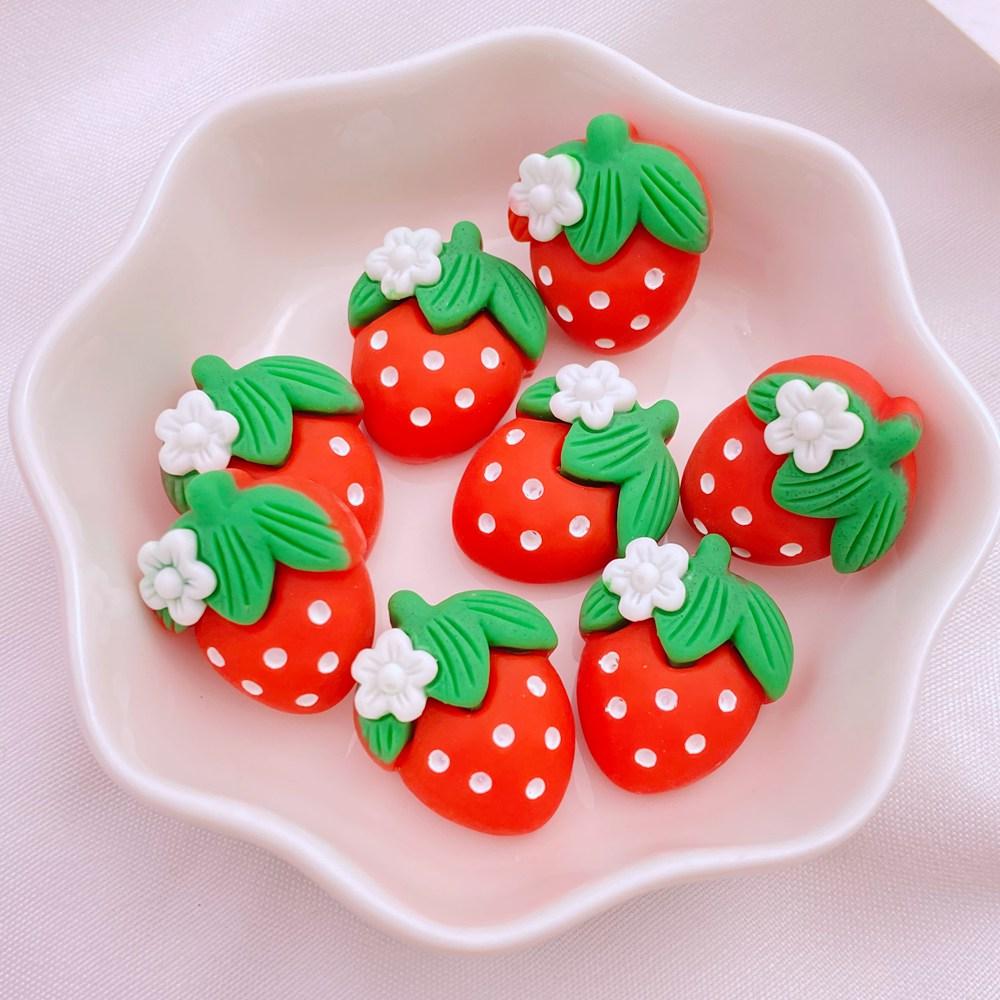 10Pcs New Cute Resin Cartoon Strawberry, Cherry, Radish, Pineapple Series Flat Back Manicure Parts Embellishments For Hair Bows