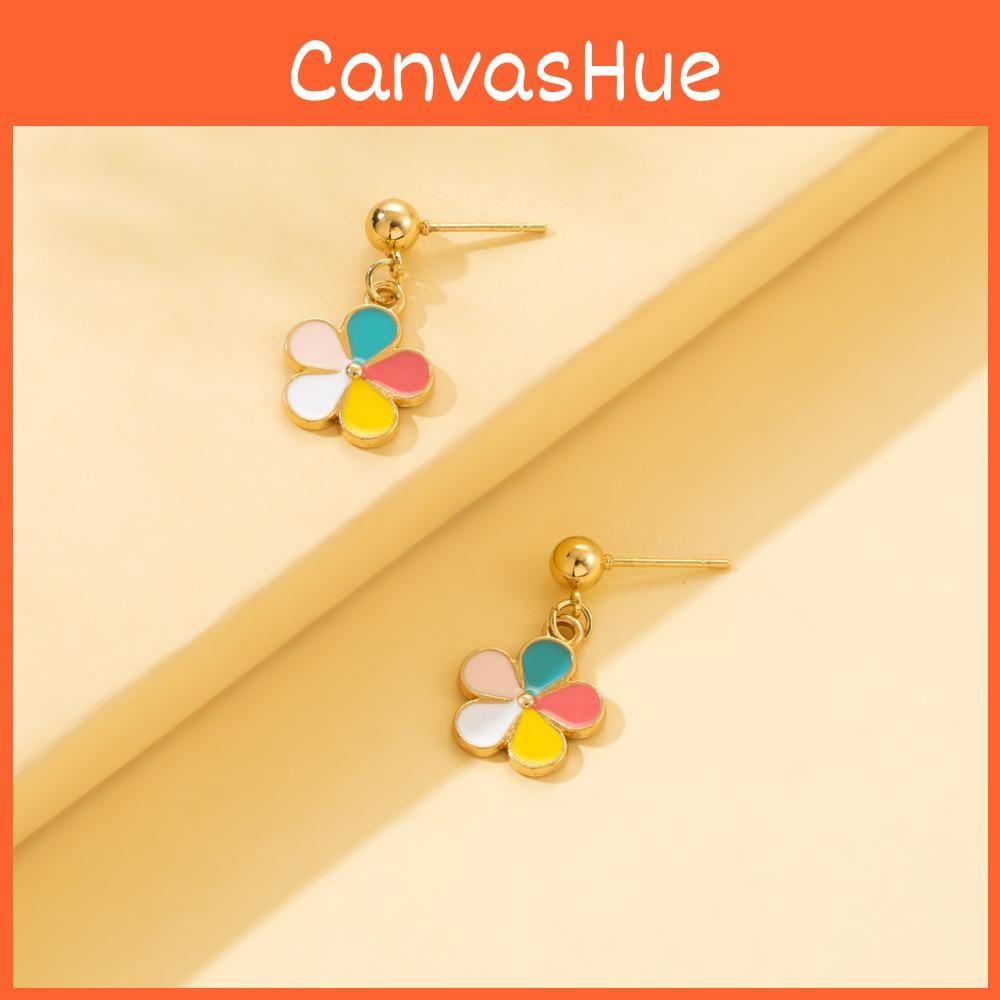 Flower Vibrant Colorful Earrings Elegant Alloy Crafted Simple Jewelry Womens