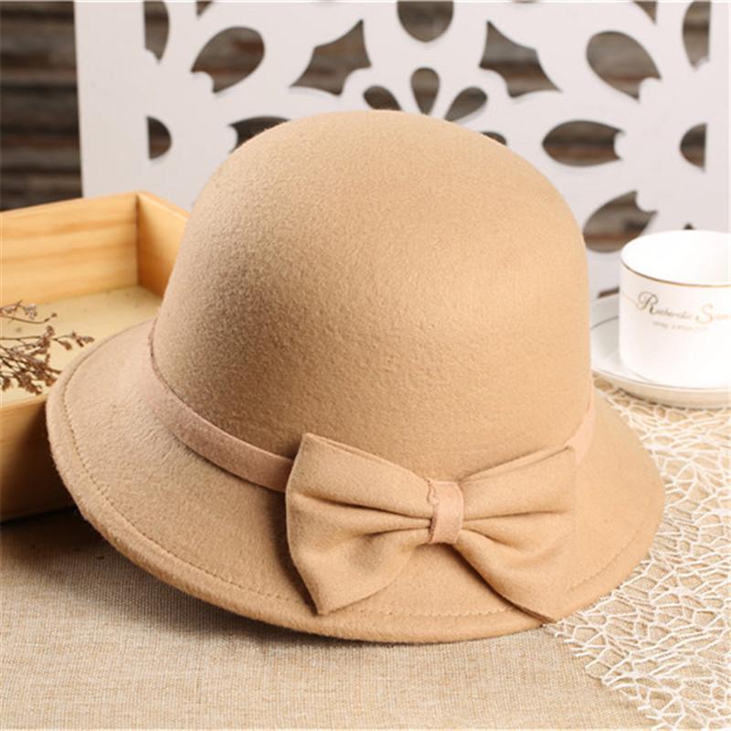 Nuovo Cappello Fedora di Lana con Temperamento per Donne Ragazze Lana Francese Elegante Cappello Autunno Inverno Vintage con Ampia Tesa PH29