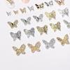 3D Metal Butterfly Nail Art Decorations with Mini Rhinestones
