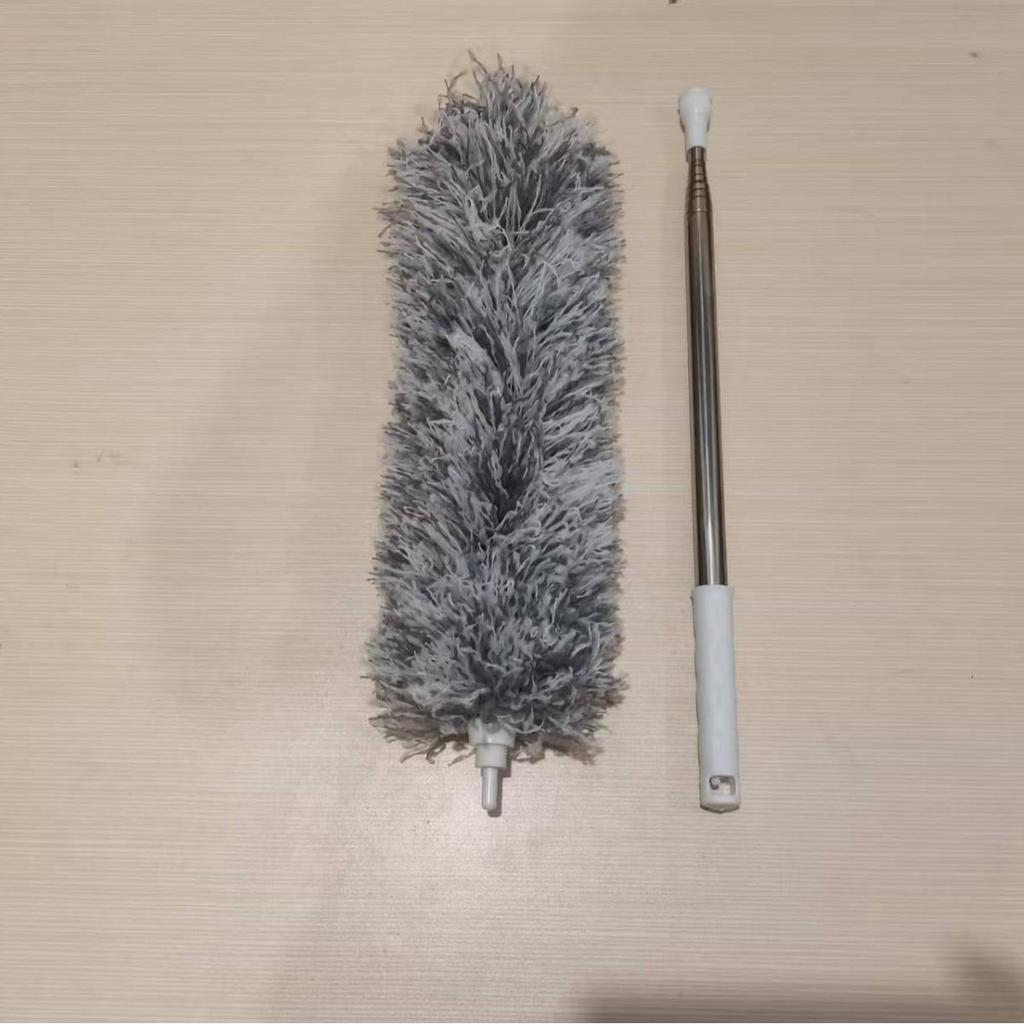 Curved Long-Handle Retractable Fiber Feather Duster for Car and Home Cleaning