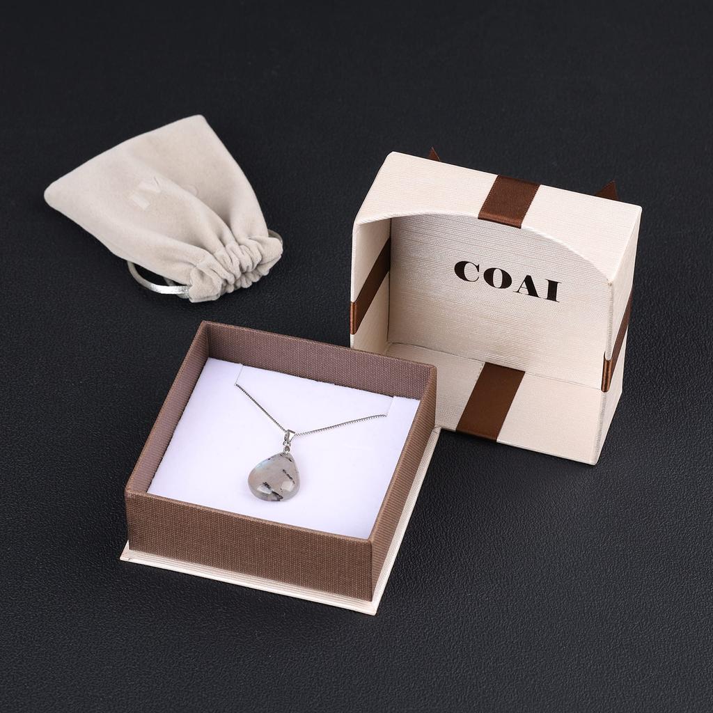 Labradorite Teardrop Power Stone Necklace for Women [COAI]