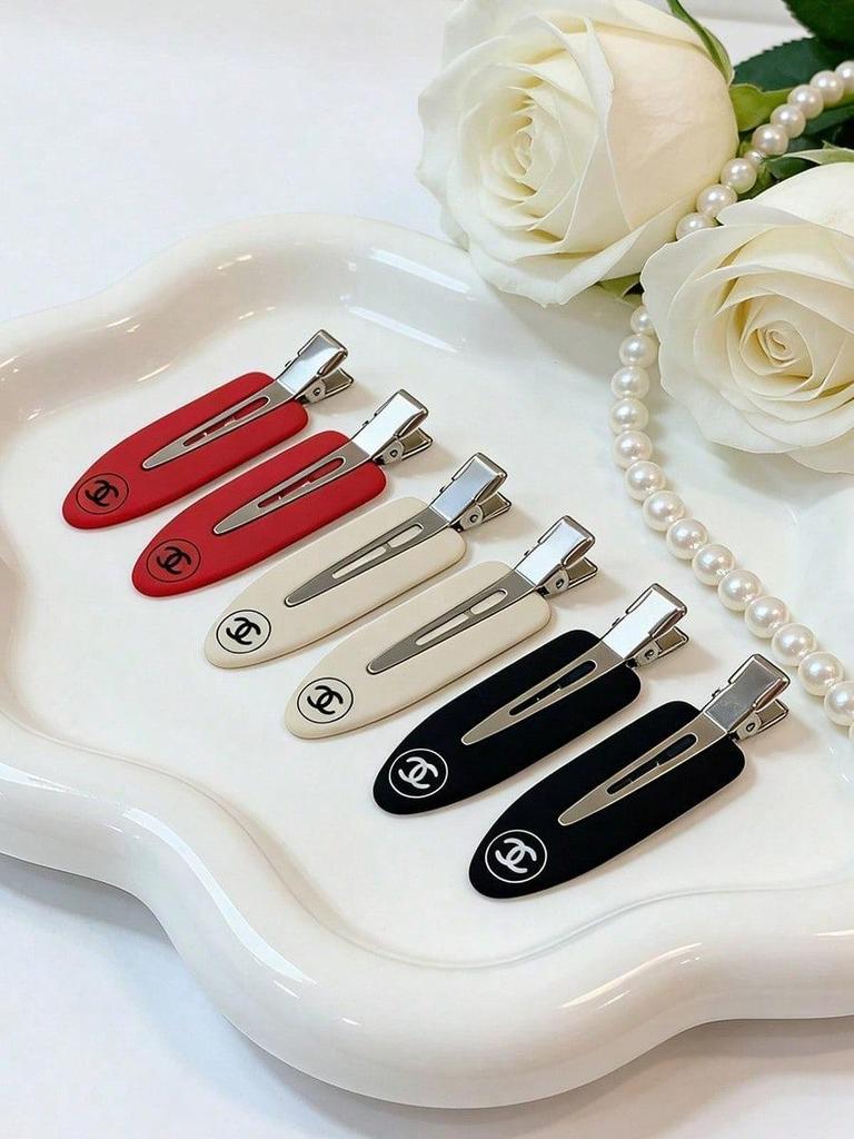 Chanel Fermagli per capelli da donna senza piegatura, Fermagli a becco d'anatra con superficie opaca, Accessori per capelli alla moda per basette laterali per uso quotidiano e feste