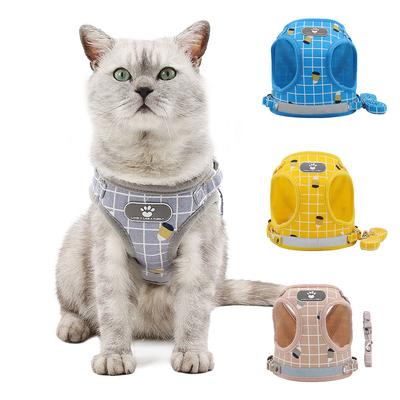 Kattenvest Tuigje Klein Hondentuigje voor Wandelen Huisdier Puppy Mesh Tuigje met Reflecterende Band Stap in Verstelbaar Tuigje voor Katten
