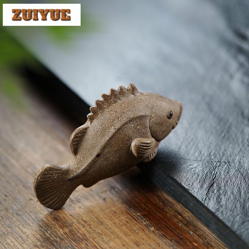 Purple Clay Shark Grouper Tea Pet Aesthetic Fish Tank Landscaping Tea Figurine Play Toys Tea Zisha Statue Ornaments Tea Items