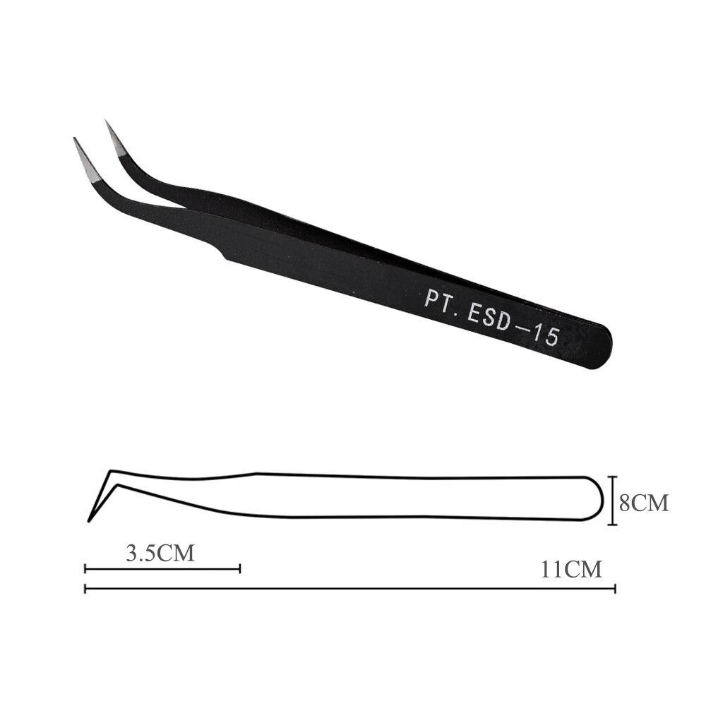 2PCS/set Stainless Steel Black Curved Straight Eyebrow Tweezers Anti Acid Nipper Rhinestone Picking Tool False Eyelash Nail Art Tool