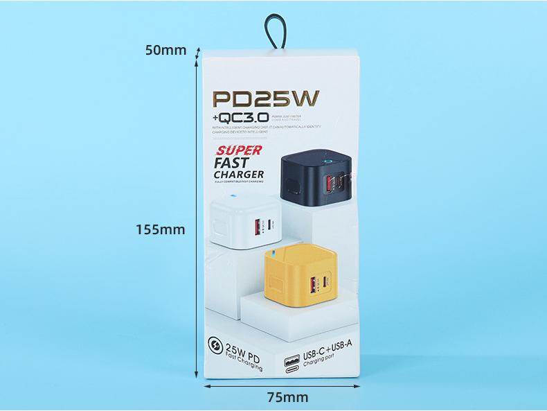 Universal Mobile Fast Charger for Android & Apple - EU/US/UK Plug, USB/PD Dual Ports.