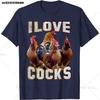 I Love Cocks Funny Roosters Meme Chicken Lovers T-Shirt Cotton Oversized Humorous Graphic Tees for Women Summer Tops Streetwear