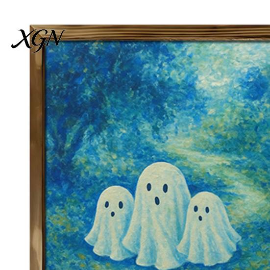 Distressed Halloween Party Props Ghost/Witch/Skeleton Decorative Painting, Wall Mount Square Wood Frame Wooden Decor Picture for Home