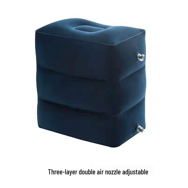 Flocking Press-to-Inflate Travel Footrest: Adjustable Universal Car & Plane Leg Rest