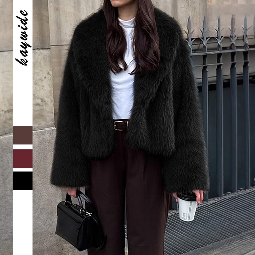 Pluszowy płaszcz w stylu resortowym z długim rękawem dla kobiet na jesień i zimę 2025