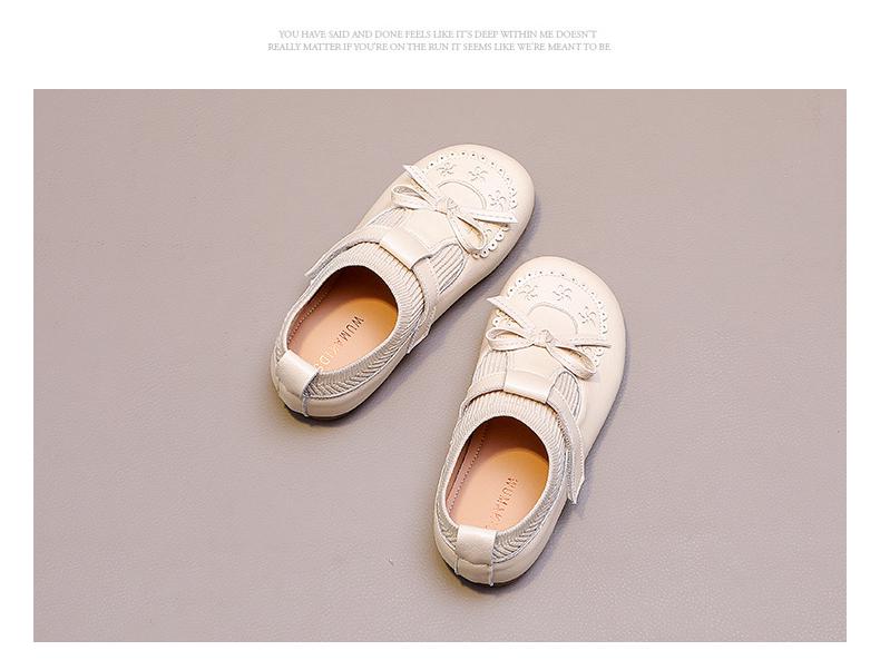 Wuma 2025 Girls' Princess Bow Shoes - New Spring/Fall Soft Sole Leather Flats