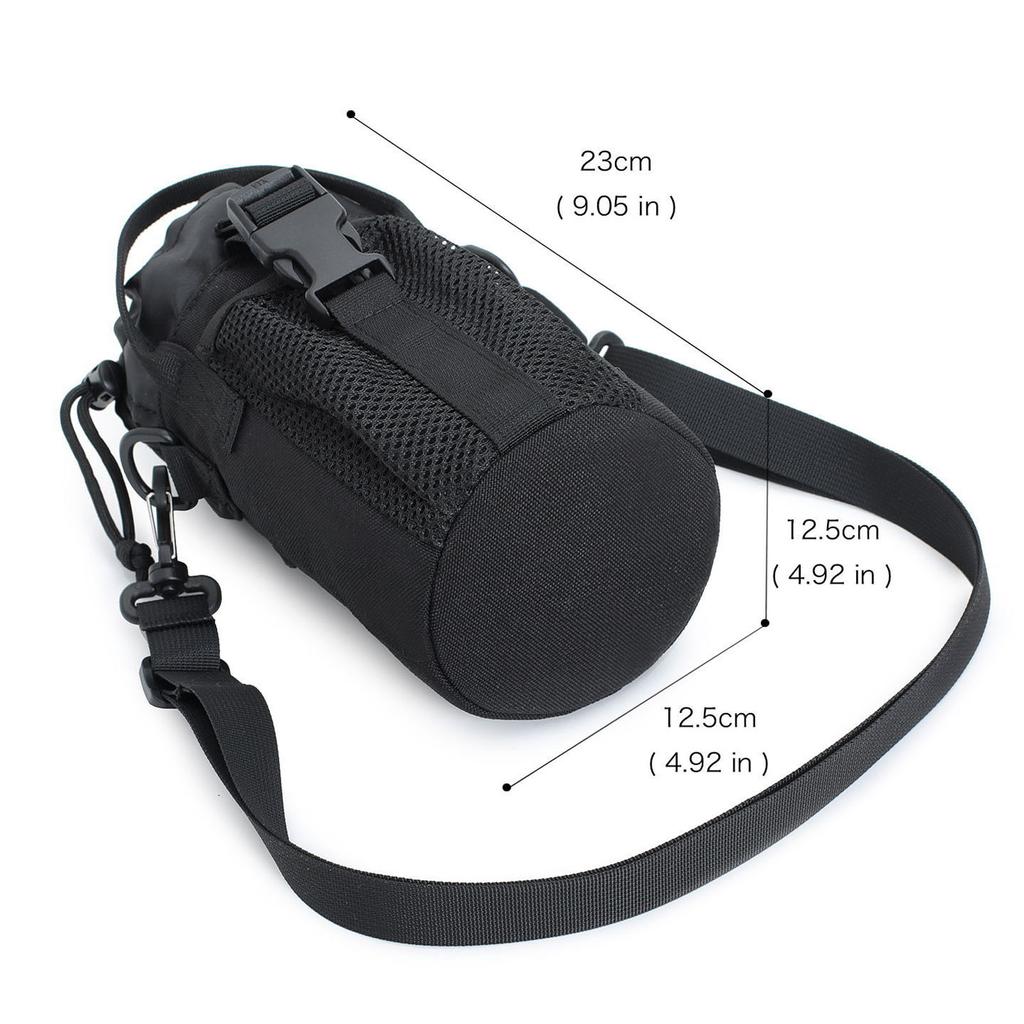 Portable Insulated Water Bottle Holder With Adjustable Strap And Mesh Side Pocket For Outdoor Hiking Camping Travel