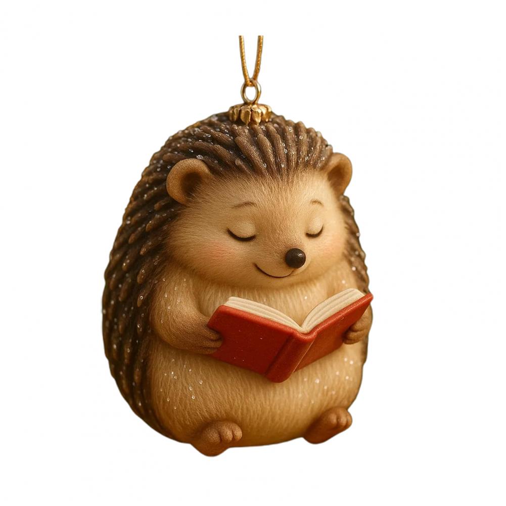 

Christmas Ornament Holiday Decoration Book Lover Ornaments Set Woodland Reader Hanging Pendants Fox Raccoon Owl for Librarian