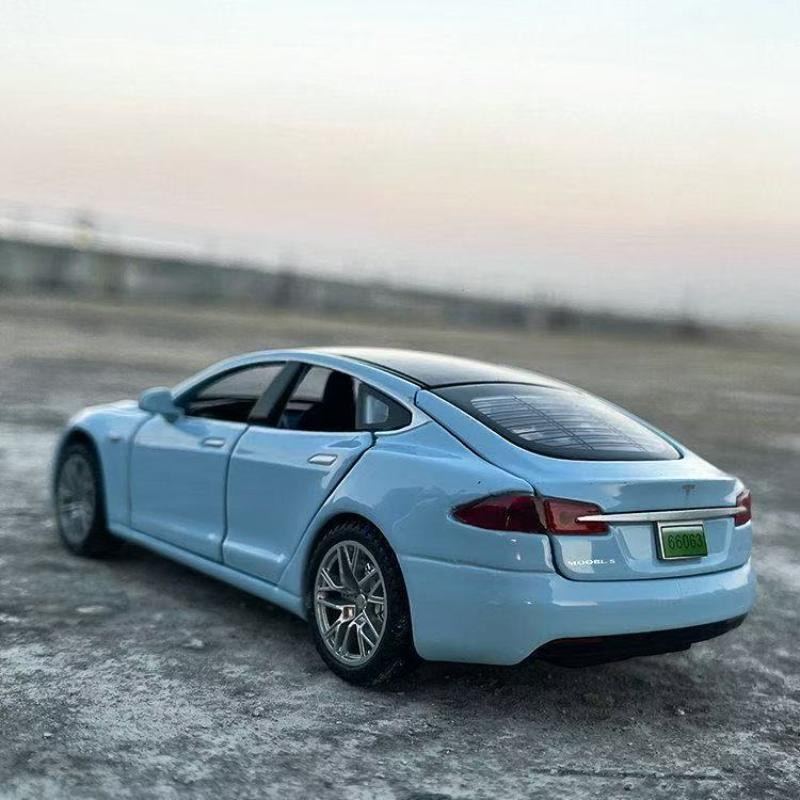1/32 Tesla Model S 100D SUV Toy Car Model Diecast Alloy Metal Miniature Sound & Light Pull Back 1:32 Collection Gift For Boy Kid