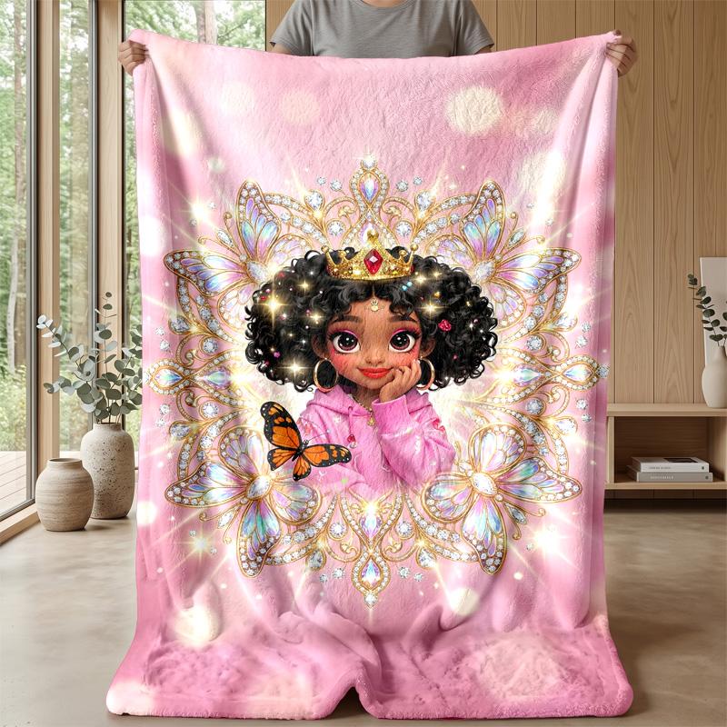Princess In Pink Majesty 2 Theme Blanket Lightweight Warm Flannel Blanket Decorative Throw Blanket for Home Decoration
